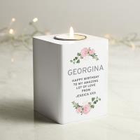 Personalised Rose White Wooden Tea Light Holder Extra Image 3 Preview